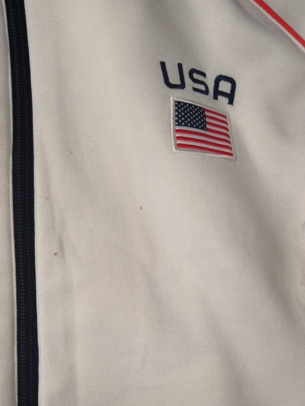 Vtg Adidas Team USA Track Jacket Full Zip Striped Pocket Athletic White+ Joggers - Picture 15 of 16